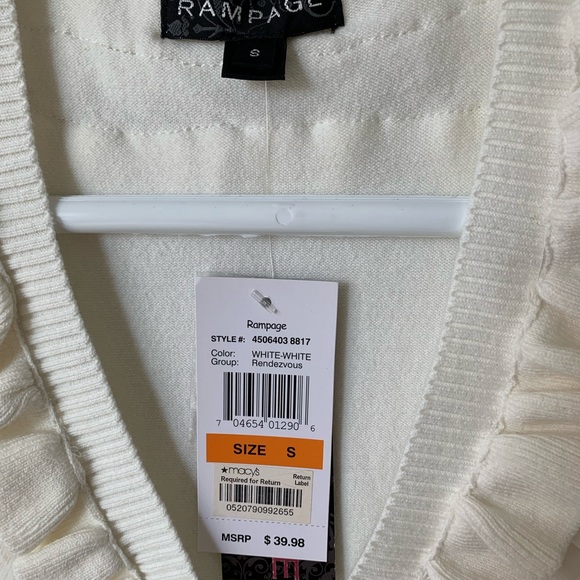 Rampage crop sweater with ruffles NWT white Macy’s - Picture 2 of 6